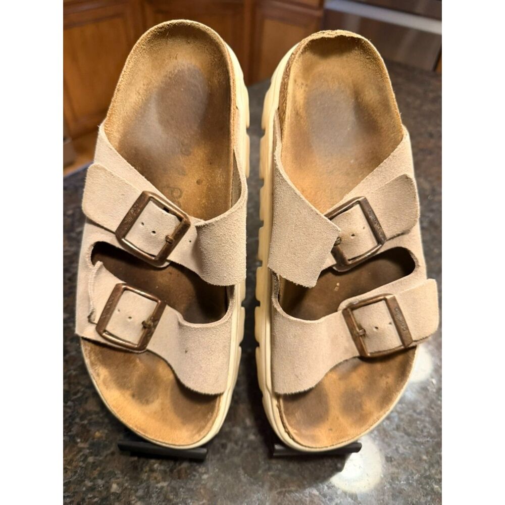 Birkenstock Papillo Arizona Chunky - Taupe Suede - Size 39 (L8/M6) -